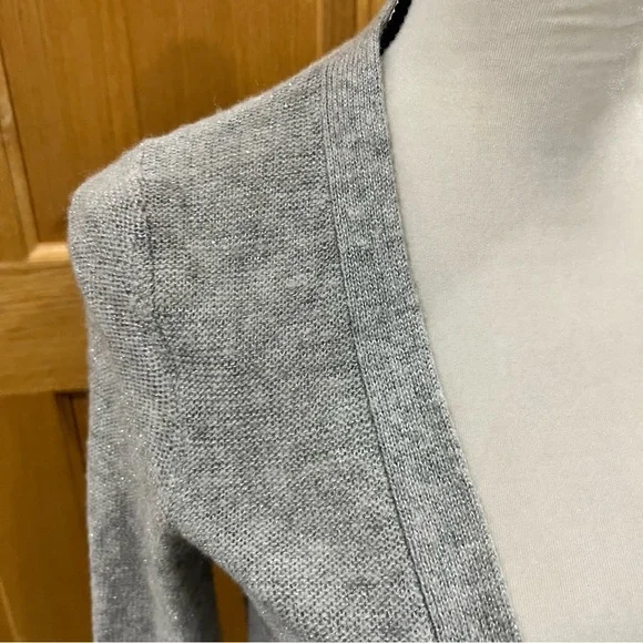 Gap Women's Shimmer Metallic Wool Blend Cardigan Sweater Silver Size Small - Picture 7 of 11